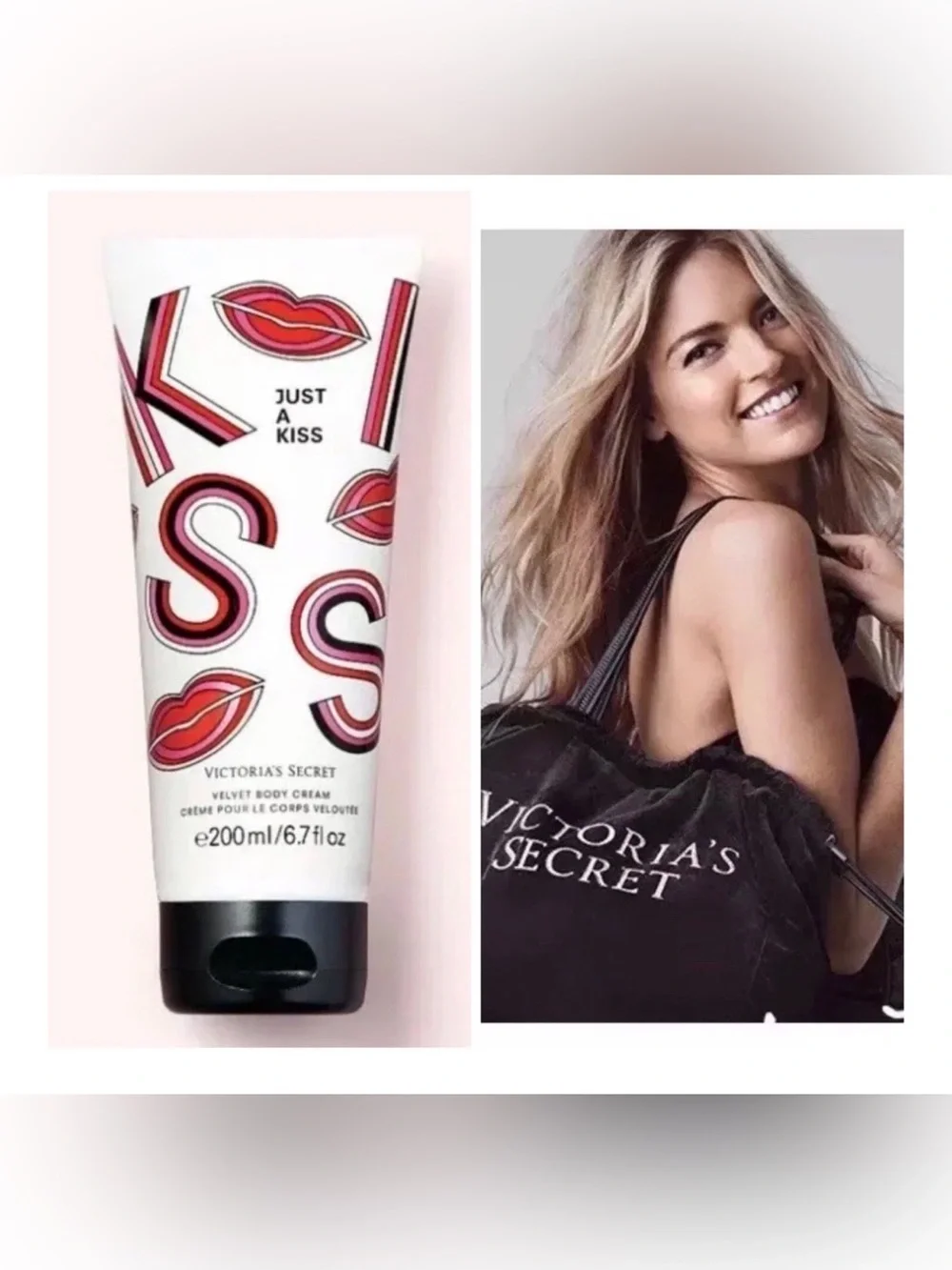 Victoria’s Secret JUST A KISS Velvet Body Cream and VS Tote Bag